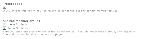 Protected pages